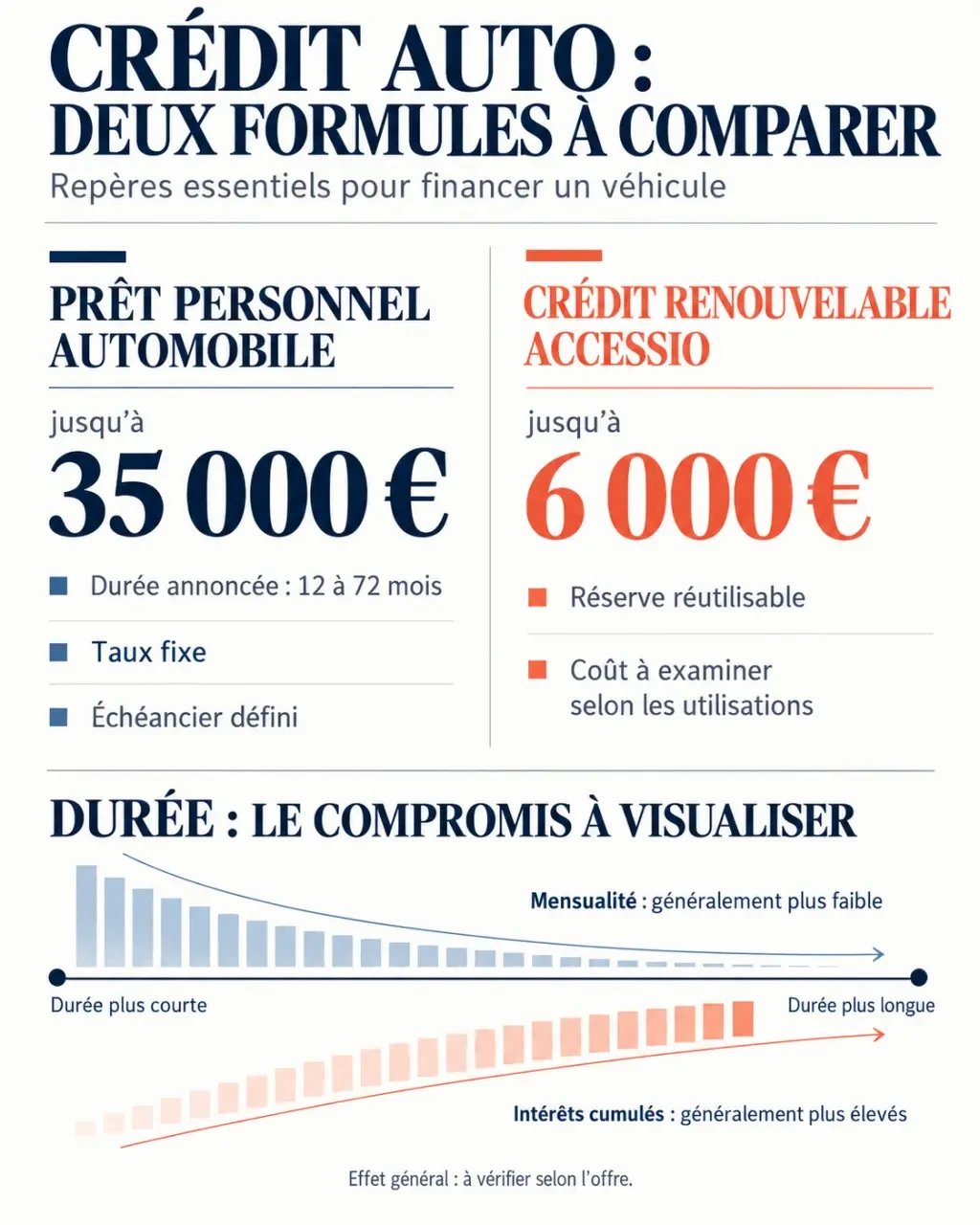 Infographie comparative sur le cofidis credit auto, le prêt personnel et le crédit renouvelable
