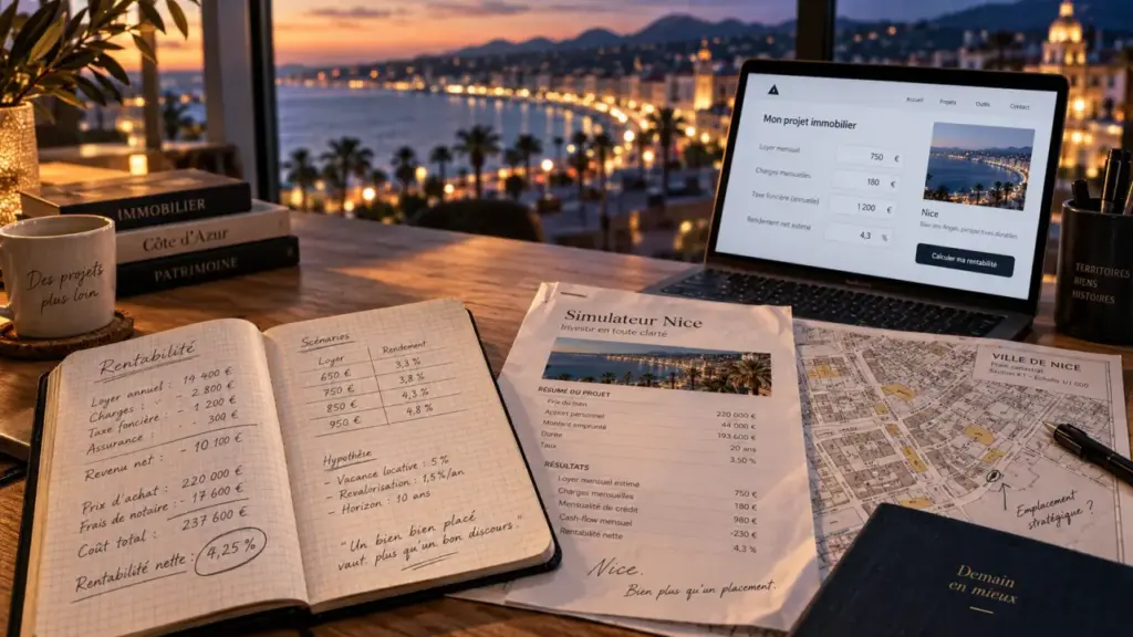 Investissement locatif Nice : carnet, simulateur et plan de quartiers pour rendement et patrimoine