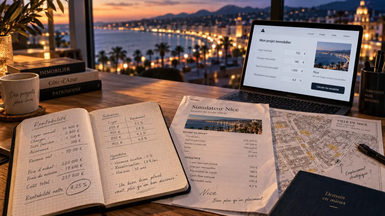 Investissement locatif Nice : carnet, simulateur et plan de quartiers pour rendement et patrimoine