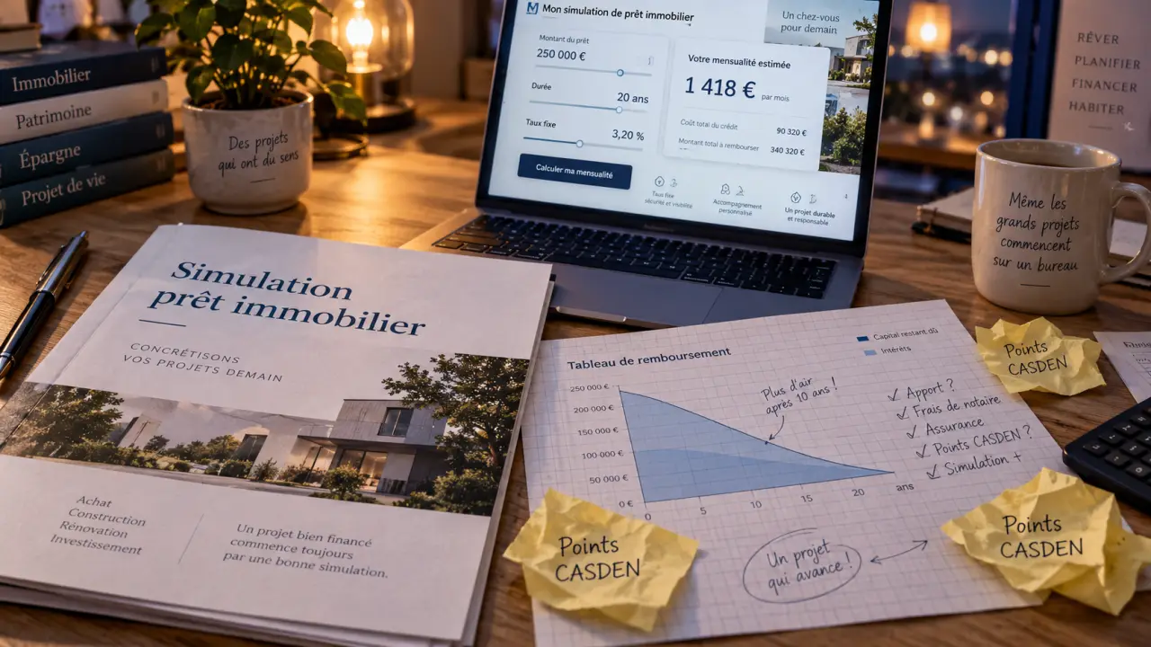 Prêt immobilier CASDEN simulation : mensualités, taux fixe et Points pour réduire le coût